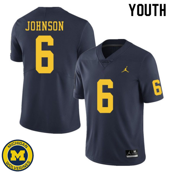 Youth University of Michigan #6 Cornelius Johnson Navy NCAA Football Jersey